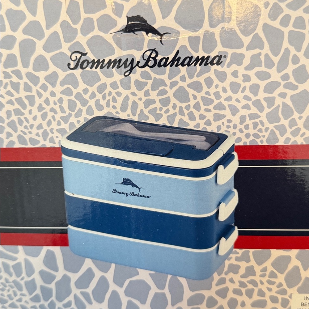 Tommy Bahama Blue and White Lunch Box Trio